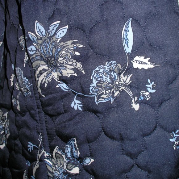Coldwater Creek Quilted Blue White Floral Jacket Coat XL Women's Full Zip - Picture 7 of 10